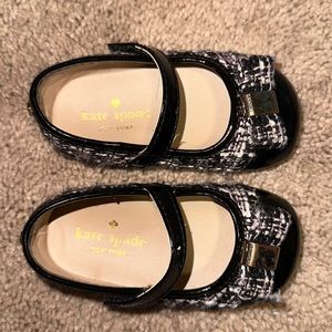 Baby Kate Spade tweed bow maryjanes shoes 3-6m black and white size 2